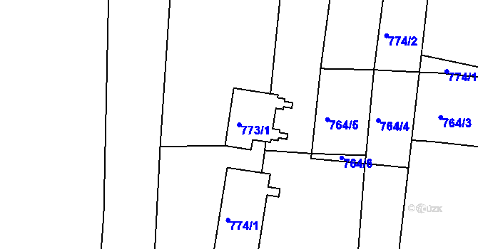 Parcela st. 773/1 v KÚ Velká Chuchle, Katastrální mapa