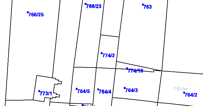Parcela st. 774/2 v KÚ Velká Chuchle, Katastrální mapa