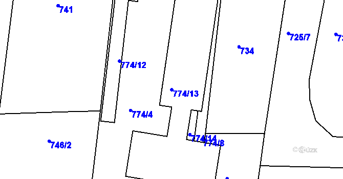 Parcela st. 774/13 v KÚ Velká Chuchle, Katastrální mapa
