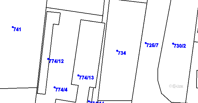 Parcela st. 774/15 v KÚ Velká Chuchle, Katastrální mapa