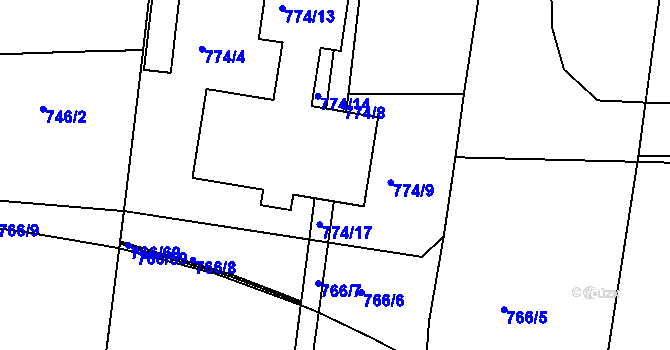 Parcela st. 774/16 v KÚ Velká Chuchle, Katastrální mapa