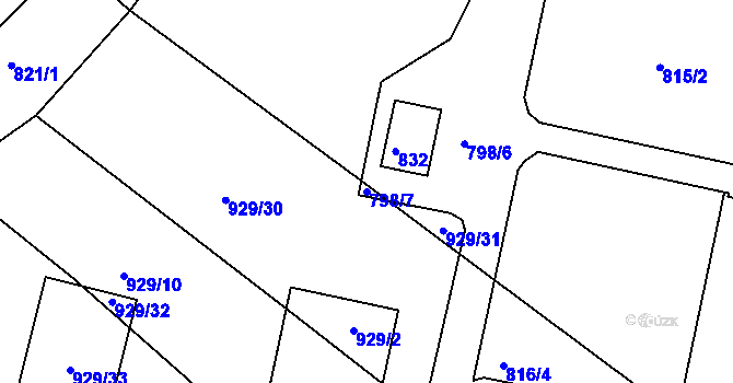 Parcela st. 798/7 v KÚ Velká Chuchle, Katastrální mapa