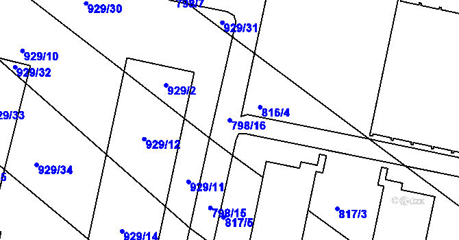 Parcela st. 798/16 v KÚ Velká Chuchle, Katastrální mapa