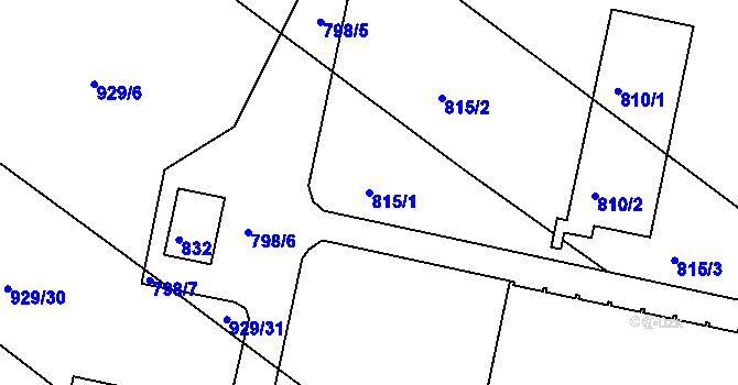 Parcela st. 815/1 v KÚ Velká Chuchle, Katastrální mapa