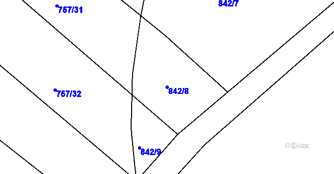 Parcela st. 842/8 v KÚ Velká Chuchle, Katastrální mapa