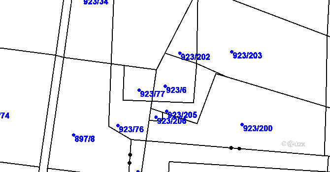 Parcela st. 923/6 v KÚ Velká Chuchle, Katastrální mapa