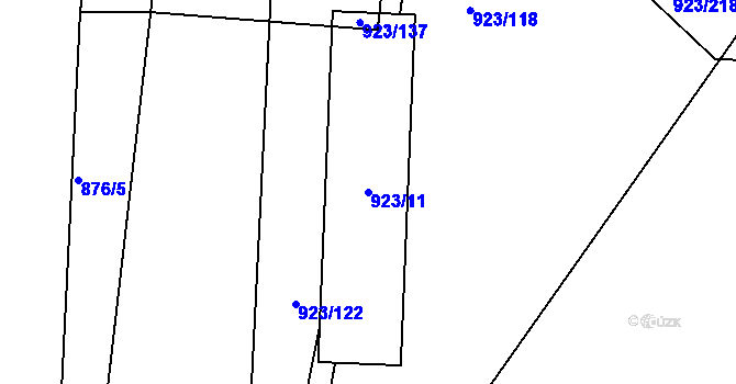 Parcela st. 923/11 v KÚ Velká Chuchle, Katastrální mapa