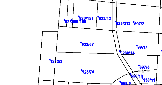 Parcela st. 923/57 v KÚ Velká Chuchle, Katastrální mapa