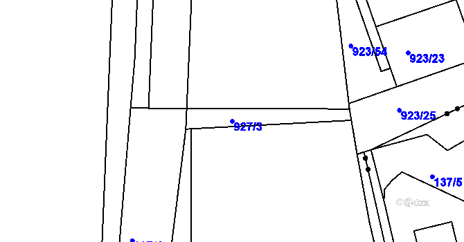 Parcela st. 927/3 v KÚ Velká Chuchle, Katastrální mapa