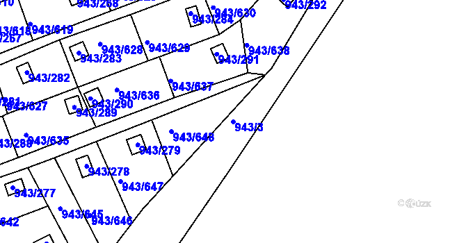 Parcela st. 943/3 v KÚ Velká Chuchle, Katastrální mapa