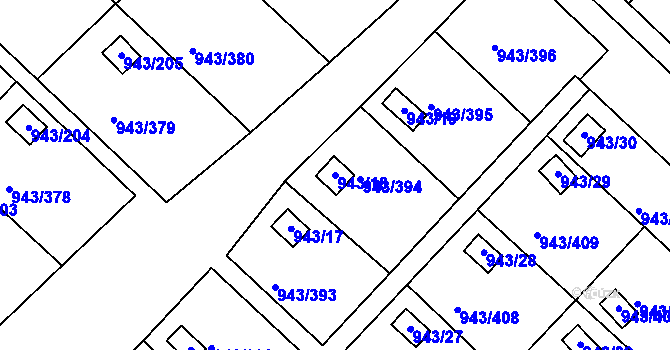 Parcela st. 943/18 v KÚ Velká Chuchle, Katastrální mapa