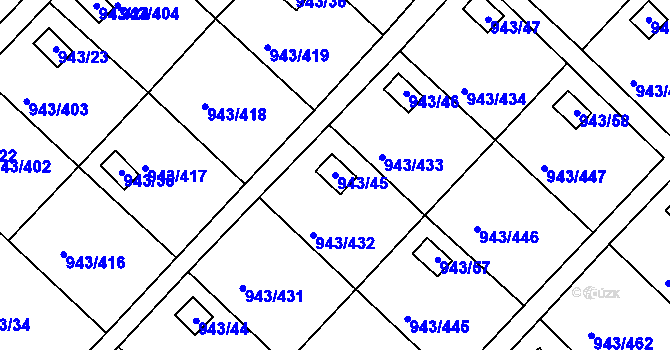 Parcela st. 943/45 v KÚ Velká Chuchle, Katastrální mapa