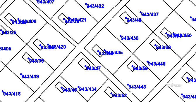 Parcela st. 943/48 v KÚ Velká Chuchle, Katastrální mapa