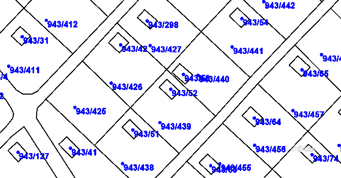 Parcela st. 943/52 v KÚ Velká Chuchle, Katastrální mapa