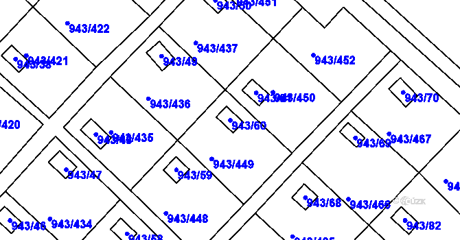 Parcela st. 943/60 v KÚ Velká Chuchle, Katastrální mapa