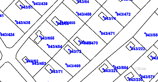 Parcela st. 943/73 v KÚ Velká Chuchle, Katastrální mapa