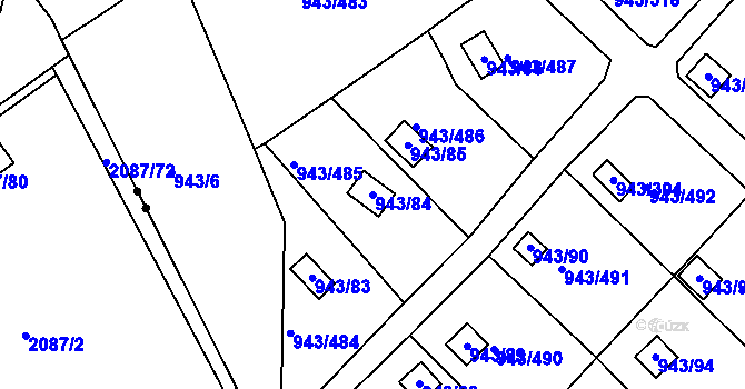 Parcela st. 943/84 v KÚ Velká Chuchle, Katastrální mapa