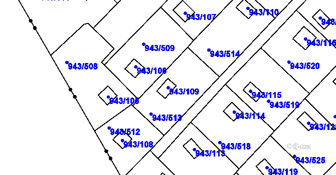 Parcela st. 943/109 v KÚ Velká Chuchle, Katastrální mapa
