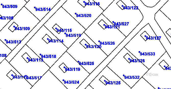Parcela st. 943/120 v KÚ Velká Chuchle, Katastrální mapa