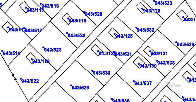 Parcela st. 943/124 v KÚ Velká Chuchle, Katastrální mapa