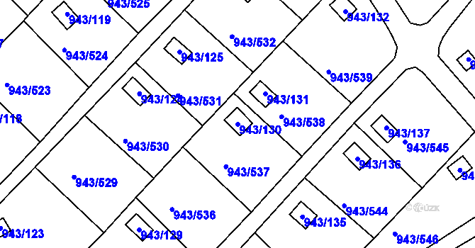 Parcela st. 943/130 v KÚ Velká Chuchle, Katastrální mapa