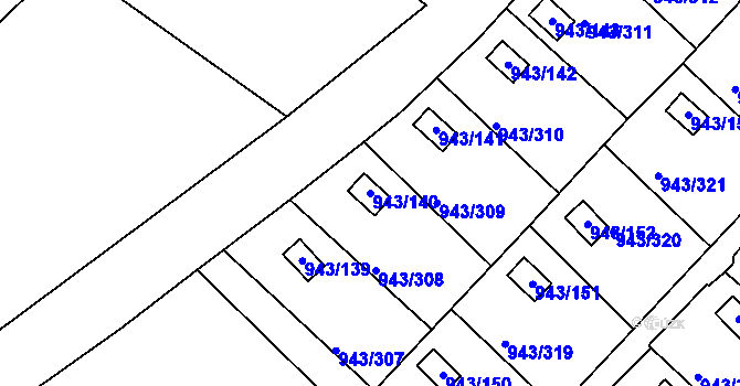 Parcela st. 943/140 v KÚ Velká Chuchle, Katastrální mapa