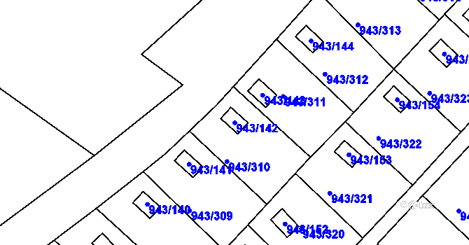 Parcela st. 943/142 v KÚ Velká Chuchle, Katastrální mapa