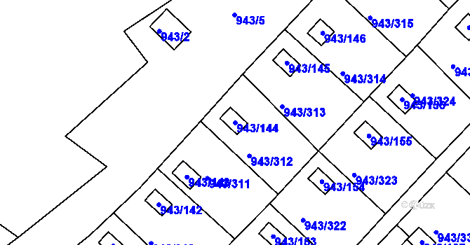 Parcela st. 943/144 v KÚ Velká Chuchle, Katastrální mapa