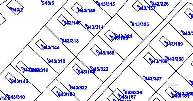 Parcela st. 943/155 v KÚ Velká Chuchle, Katastrální mapa