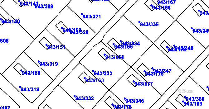 Parcela st. 943/164 v KÚ Velká Chuchle, Katastrální mapa
