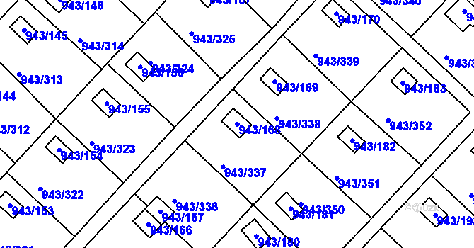 Parcela st. 943/168 v KÚ Velká Chuchle, Katastrální mapa