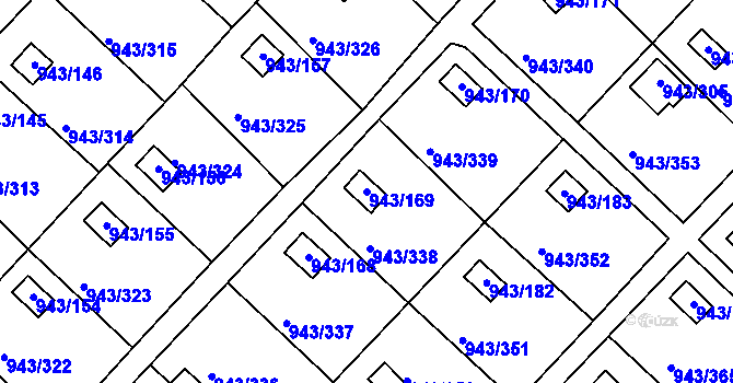 Parcela st. 943/169 v KÚ Velká Chuchle, Katastrální mapa