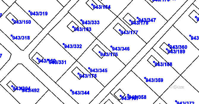 Parcela st. 943/176 v KÚ Velká Chuchle, Katastrální mapa