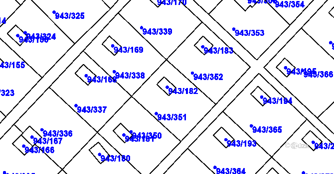 Parcela st. 943/182 v KÚ Velká Chuchle, Katastrální mapa