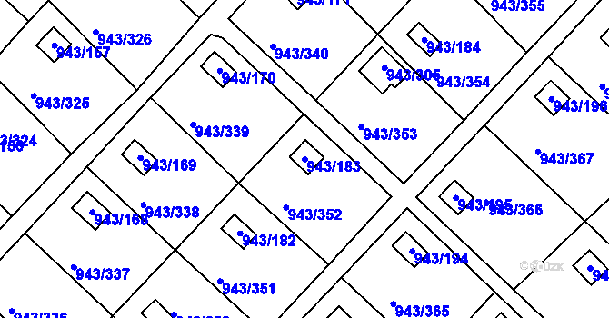 Parcela st. 943/183 v KÚ Velká Chuchle, Katastrální mapa