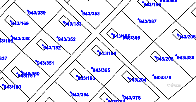 Parcela st. 943/194 v KÚ Velká Chuchle, Katastrální mapa