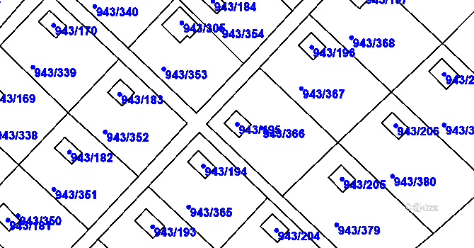 Parcela st. 943/195 v KÚ Velká Chuchle, Katastrální mapa