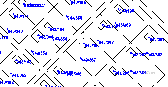Parcela st. 943/196 v KÚ Velká Chuchle, Katastrální mapa