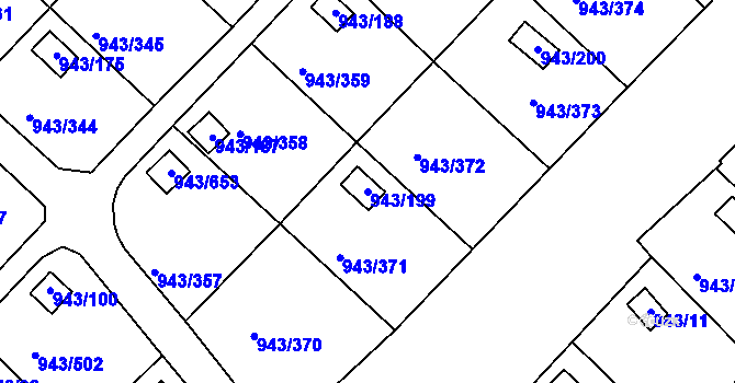 Parcela st. 943/199 v KÚ Velká Chuchle, Katastrální mapa