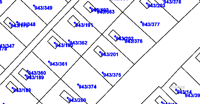Parcela st. 943/201 v KÚ Velká Chuchle, Katastrální mapa
