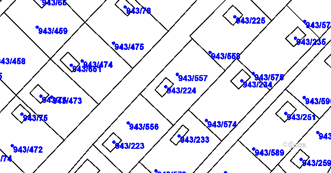 Parcela st. 943/224 v KÚ Velká Chuchle, Katastrální mapa