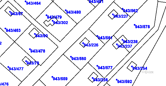 Parcela st. 943/226 v KÚ Velká Chuchle, Katastrální mapa