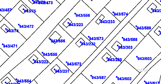 Parcela st. 943/232 v KÚ Velká Chuchle, Katastrální mapa