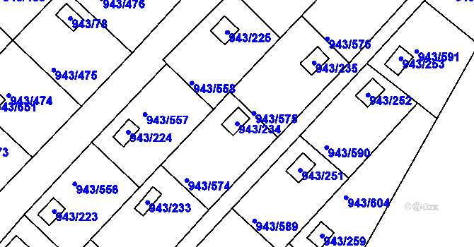 Parcela st. 943/234 v KÚ Velká Chuchle, Katastrální mapa