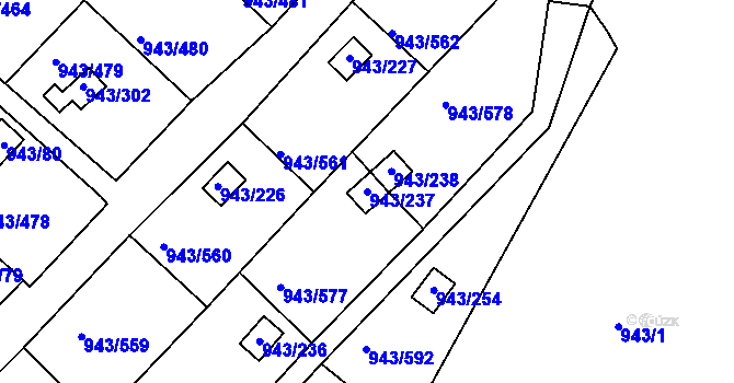 Parcela st. 943/237 v KÚ Velká Chuchle, Katastrální mapa