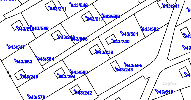 Parcela st. 943/239 v KÚ Velká Chuchle, Katastrální mapa