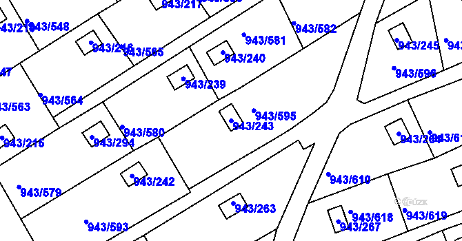 Parcela st. 943/243 v KÚ Velká Chuchle, Katastrální mapa