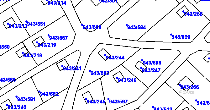 Parcela st. 943/244 v KÚ Velká Chuchle, Katastrální mapa