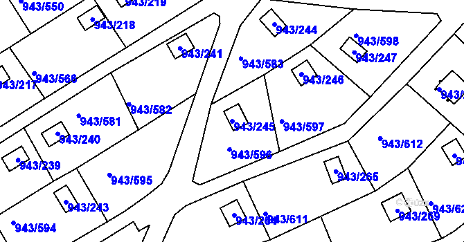 Parcela st. 943/245 v KÚ Velká Chuchle, Katastrální mapa