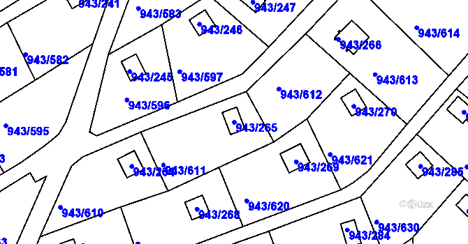 Parcela st. 943/265 v KÚ Velká Chuchle, Katastrální mapa